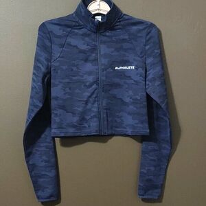 Alphalete Premium Crop Jacket Navy Camo MEDIUM